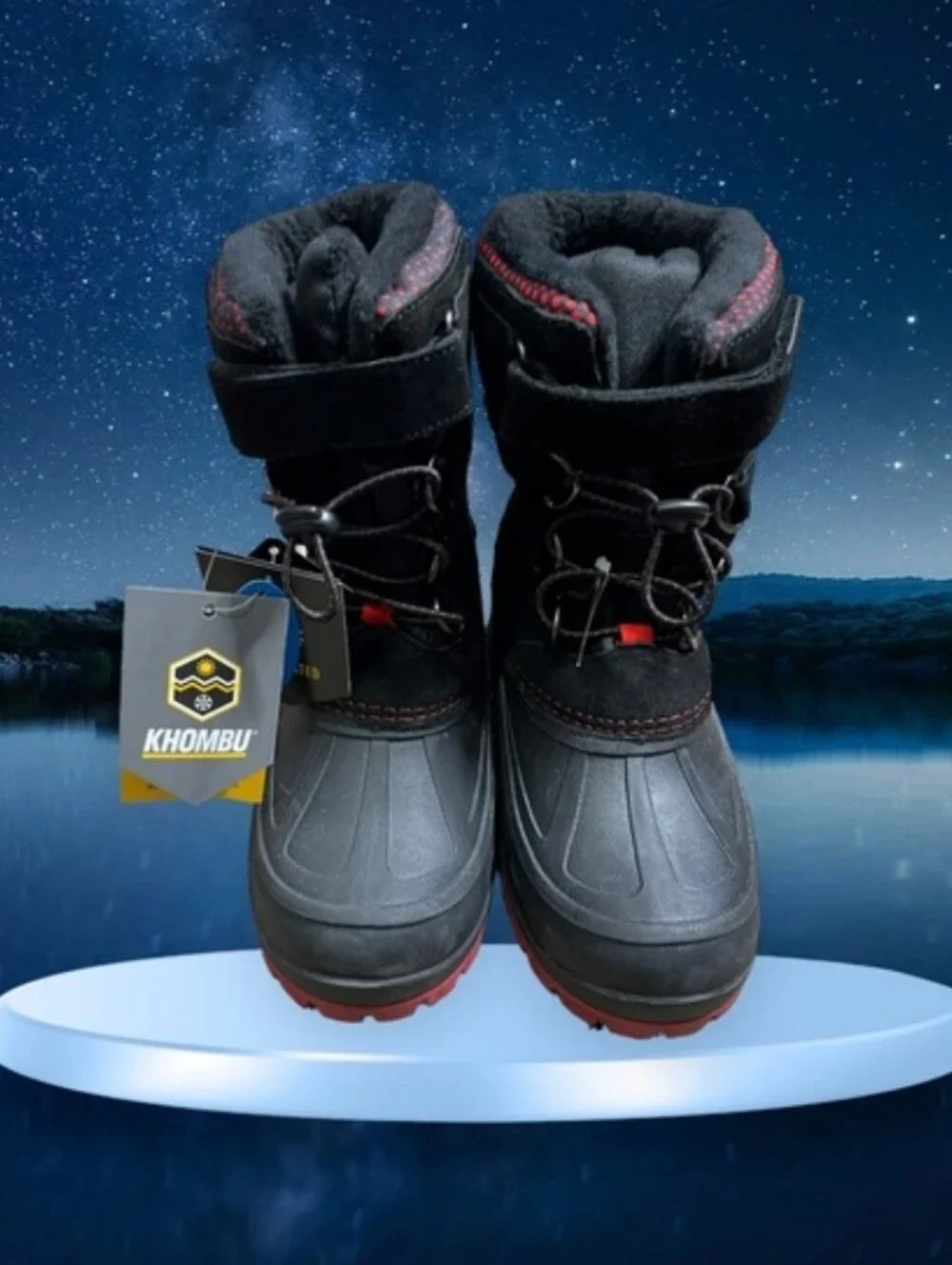 NWT Boy's Pety Khombu Black with Red Accent Winter Boots